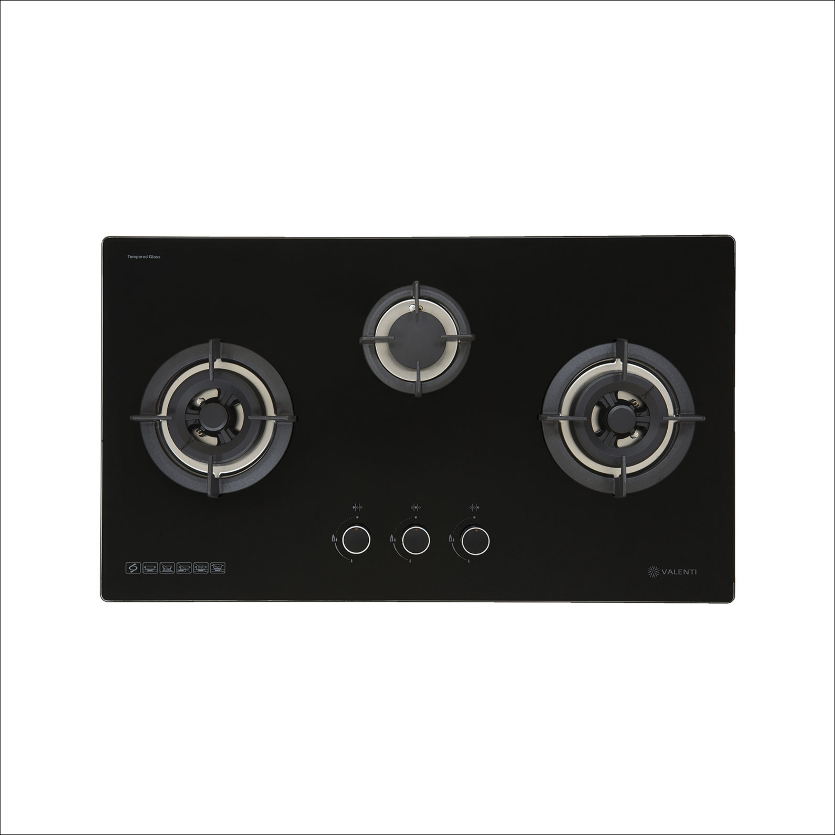 Valenti VC930G - 86cm Built-In Glass Hob 3 Burners