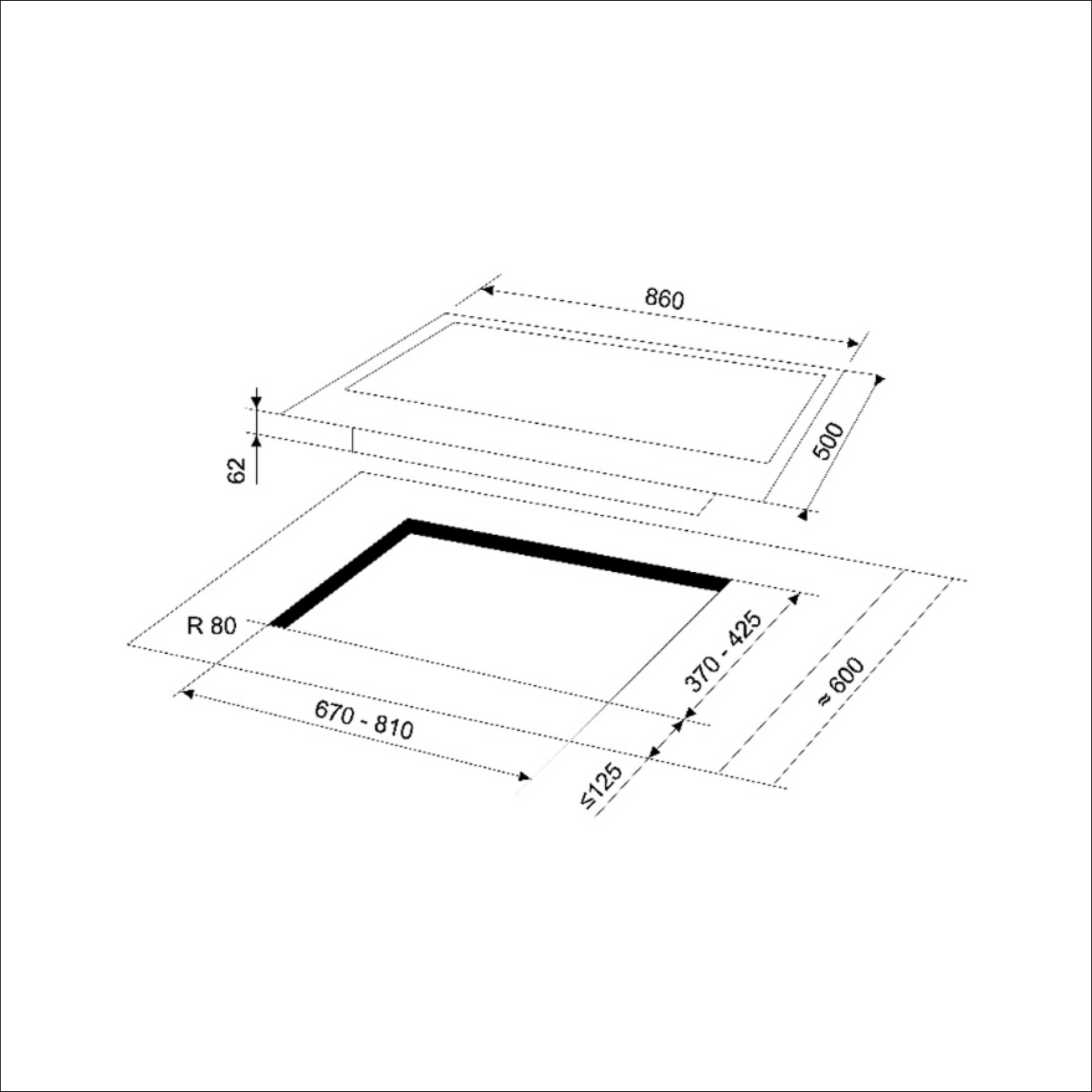 Valenti VC930S - 86m Built-In Stainless Steel 3 Burners