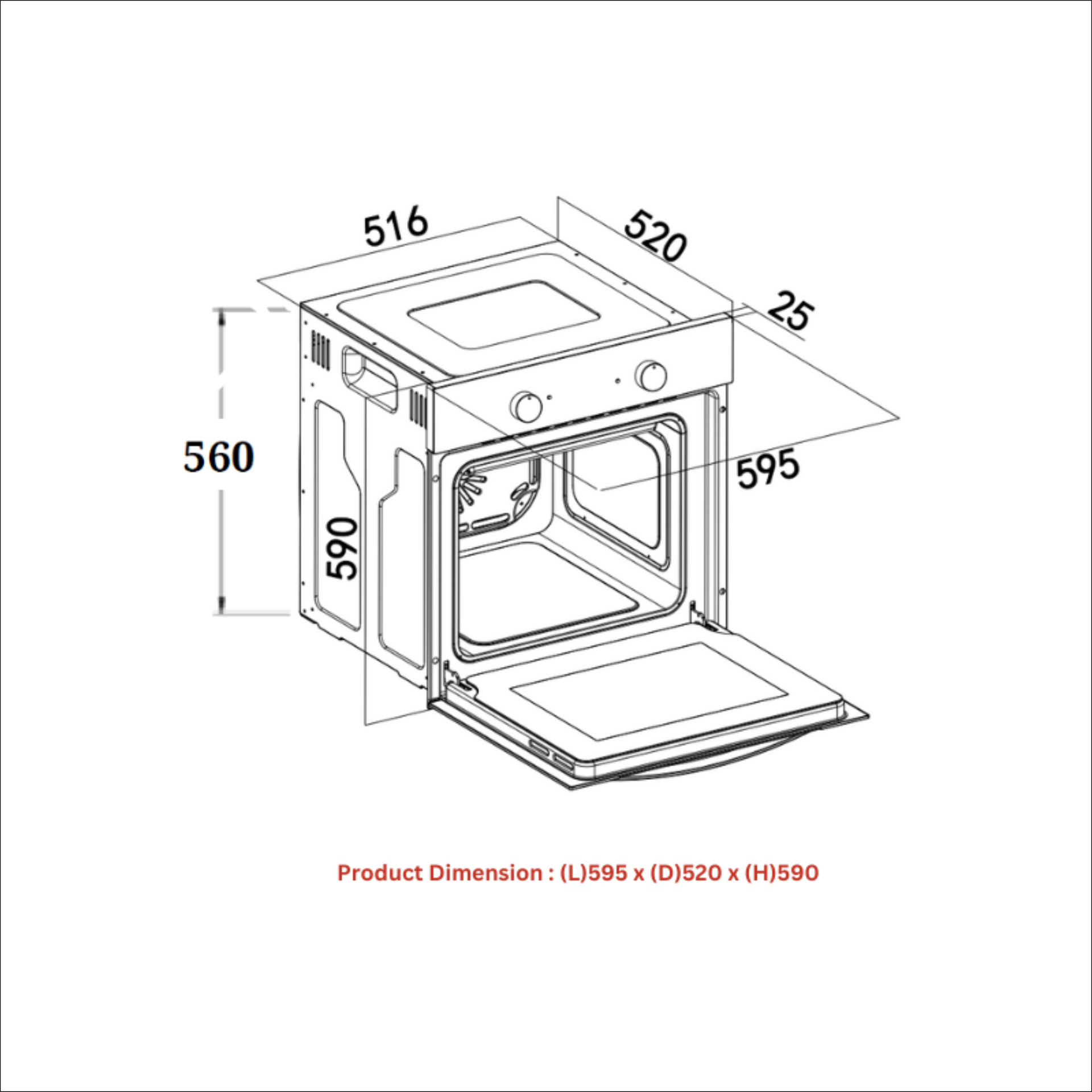 Turbo TO65SS - 65L 8 Functions Built-In Oven