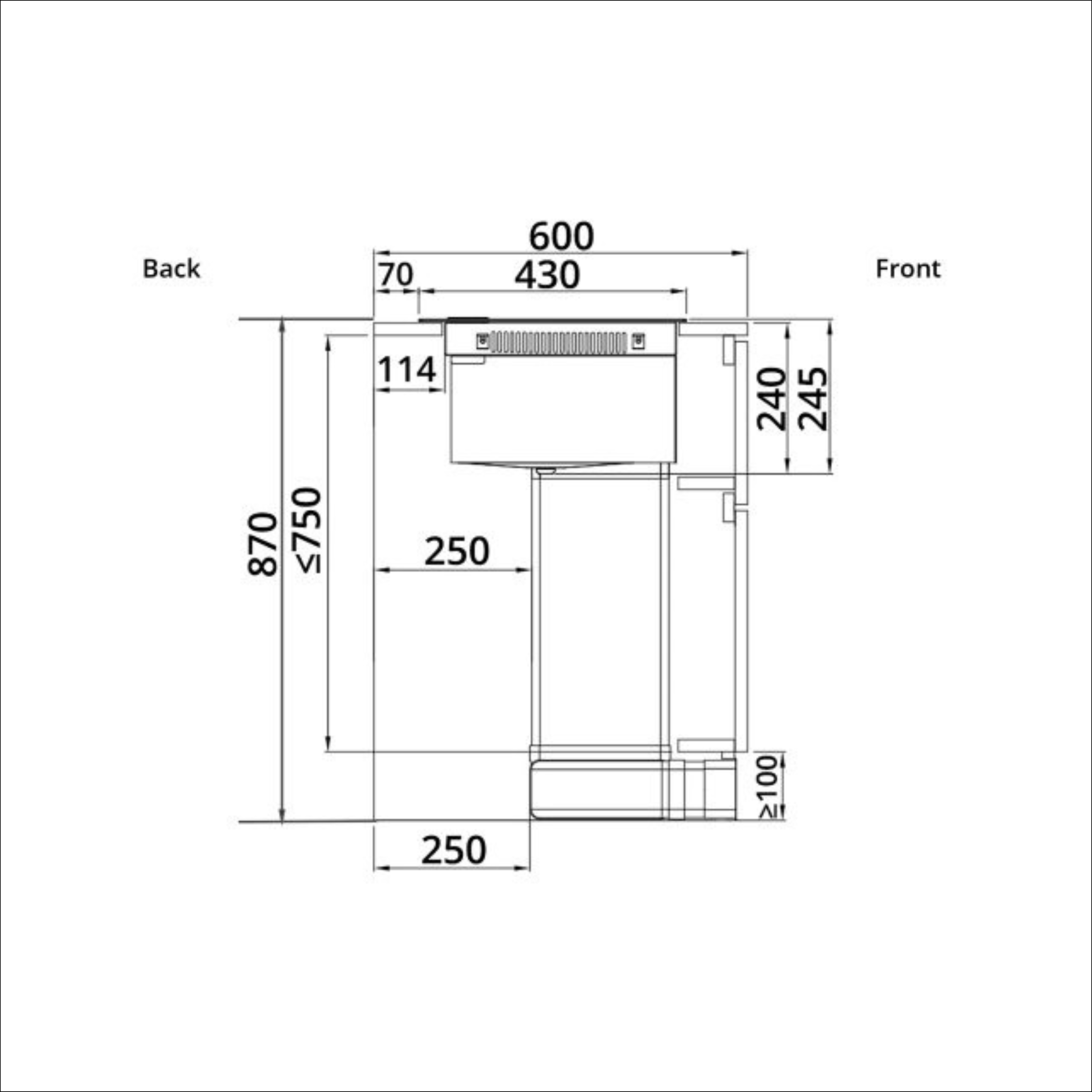 Tecno TIR7320PS - 73cm Induction Hob with Integrated Plasma Hood 2 Burners