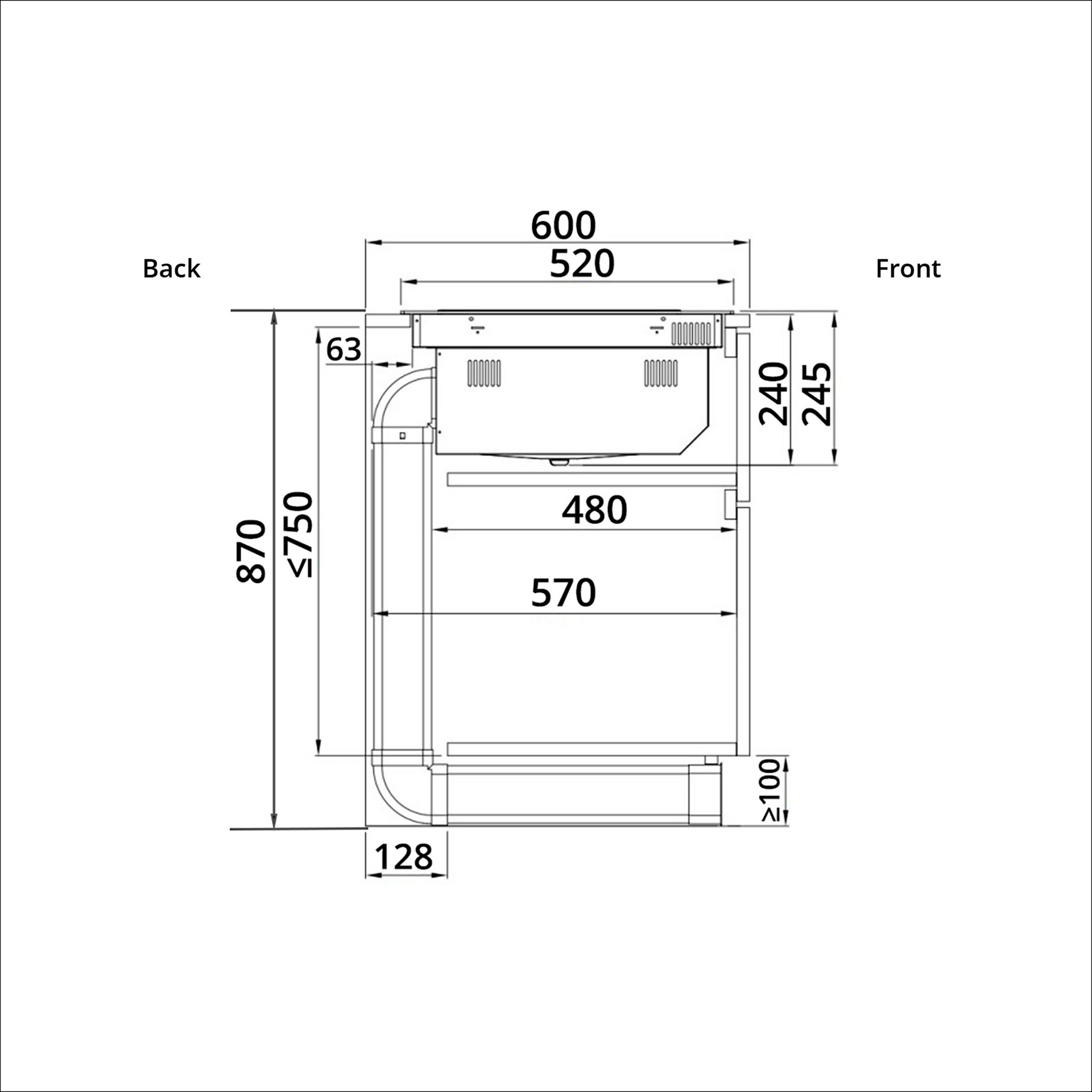 Tecno TIR6040FL - 60cm Induction Hob with Integrated Plasma Hood 4 Burners