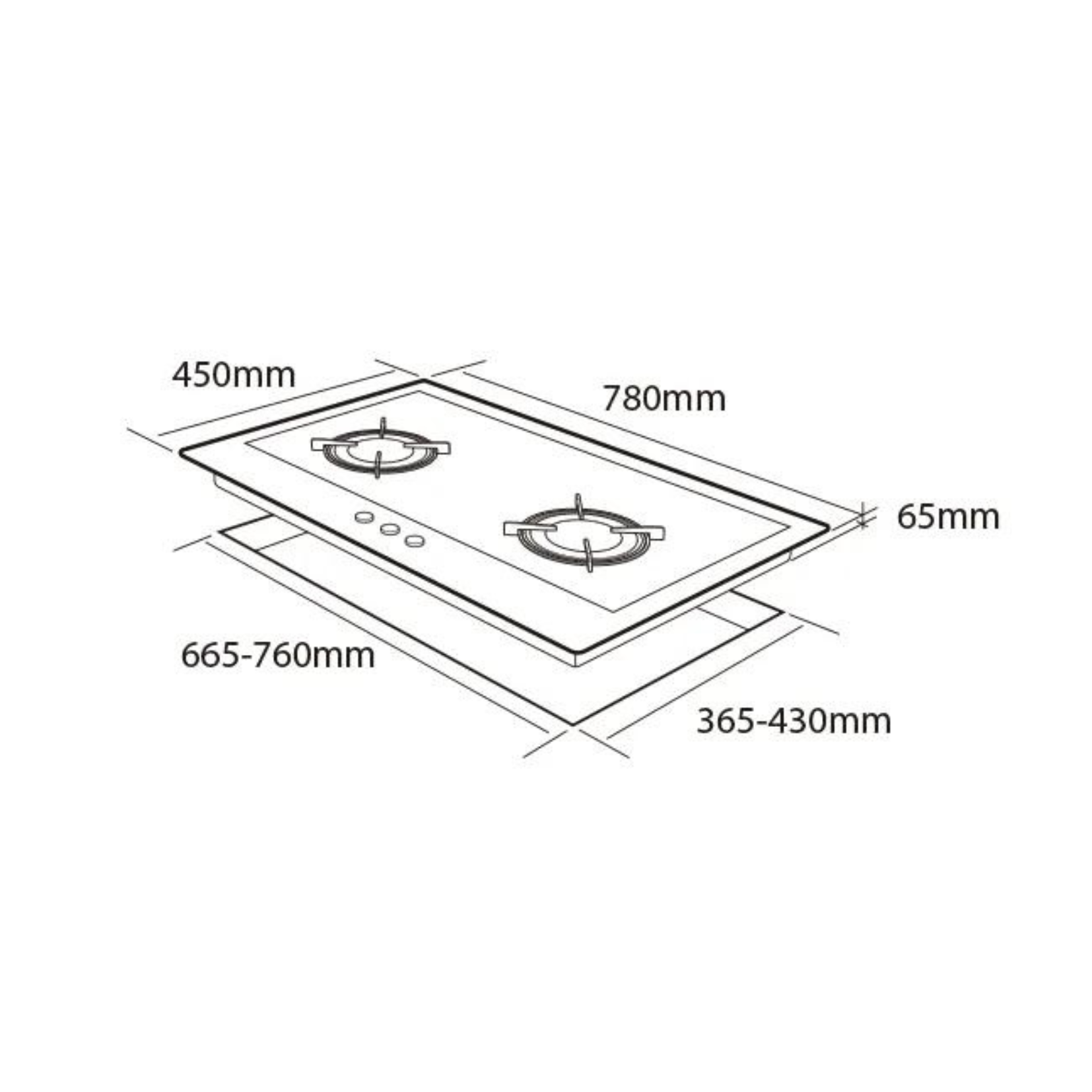 MOWE MW270S - 78cm Stainless Steel Hob 2 Burners