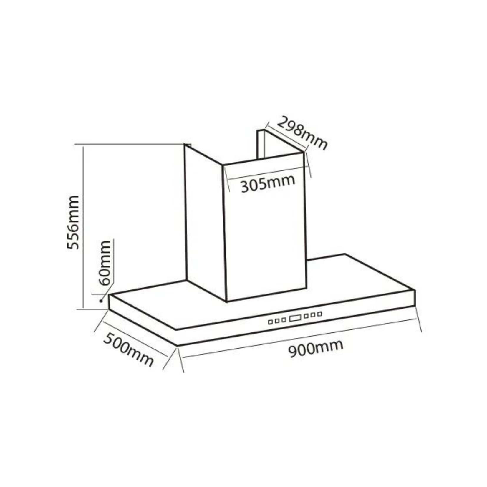 MOWE MW990S - 90cm Stainless Steel Chimney Hood