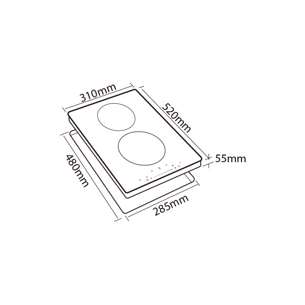 MOWE MW2381 - 30cm Induction Glass Hob 2 Burners