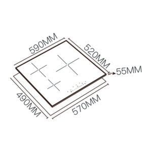 MOWE MW2681 - 59cm Induction Glass Hob 3 Burners
