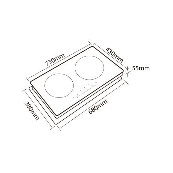 MOWE MW2781 - 70cm Induction Glass Hobd 2 Burners