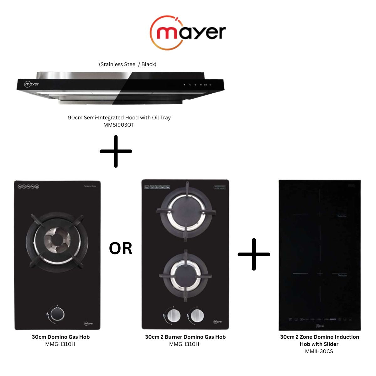 Mayer MMSI903OT - 90cm Semi-integrated Hood + Hob Bundle