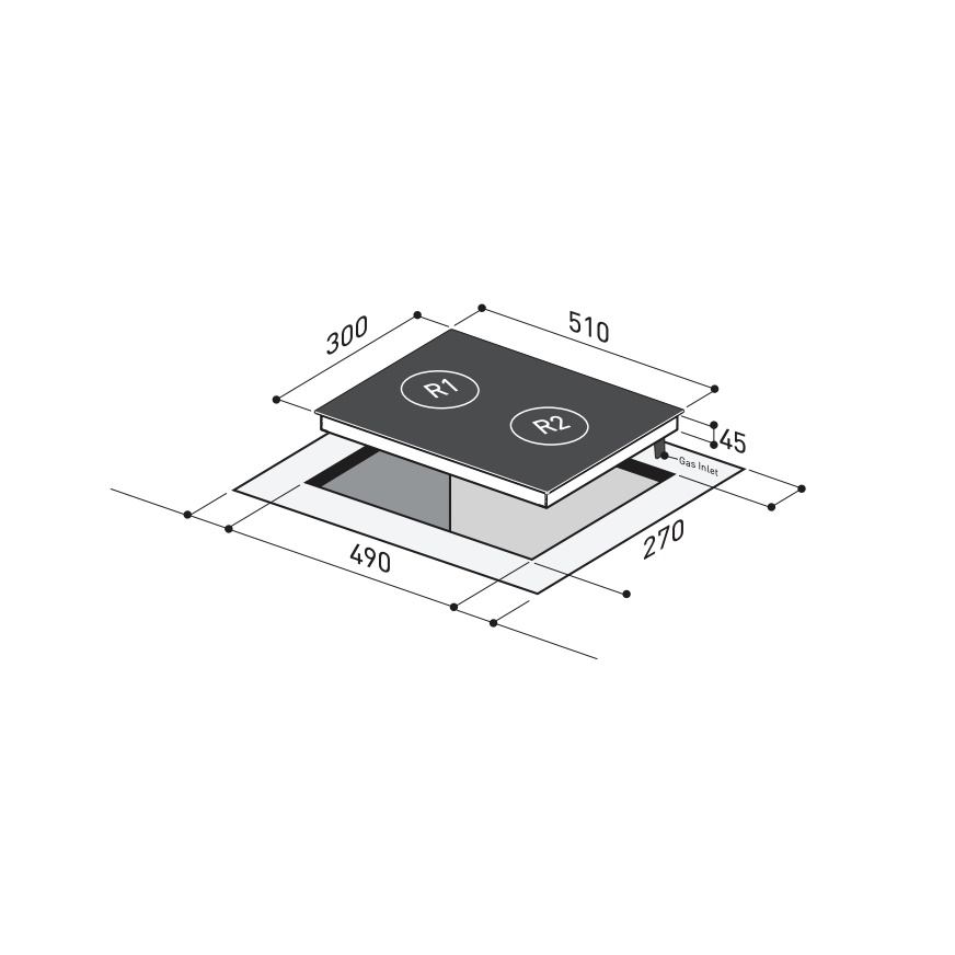 Mayer MMGH320H - 30cm Domino Hob 2 Burners