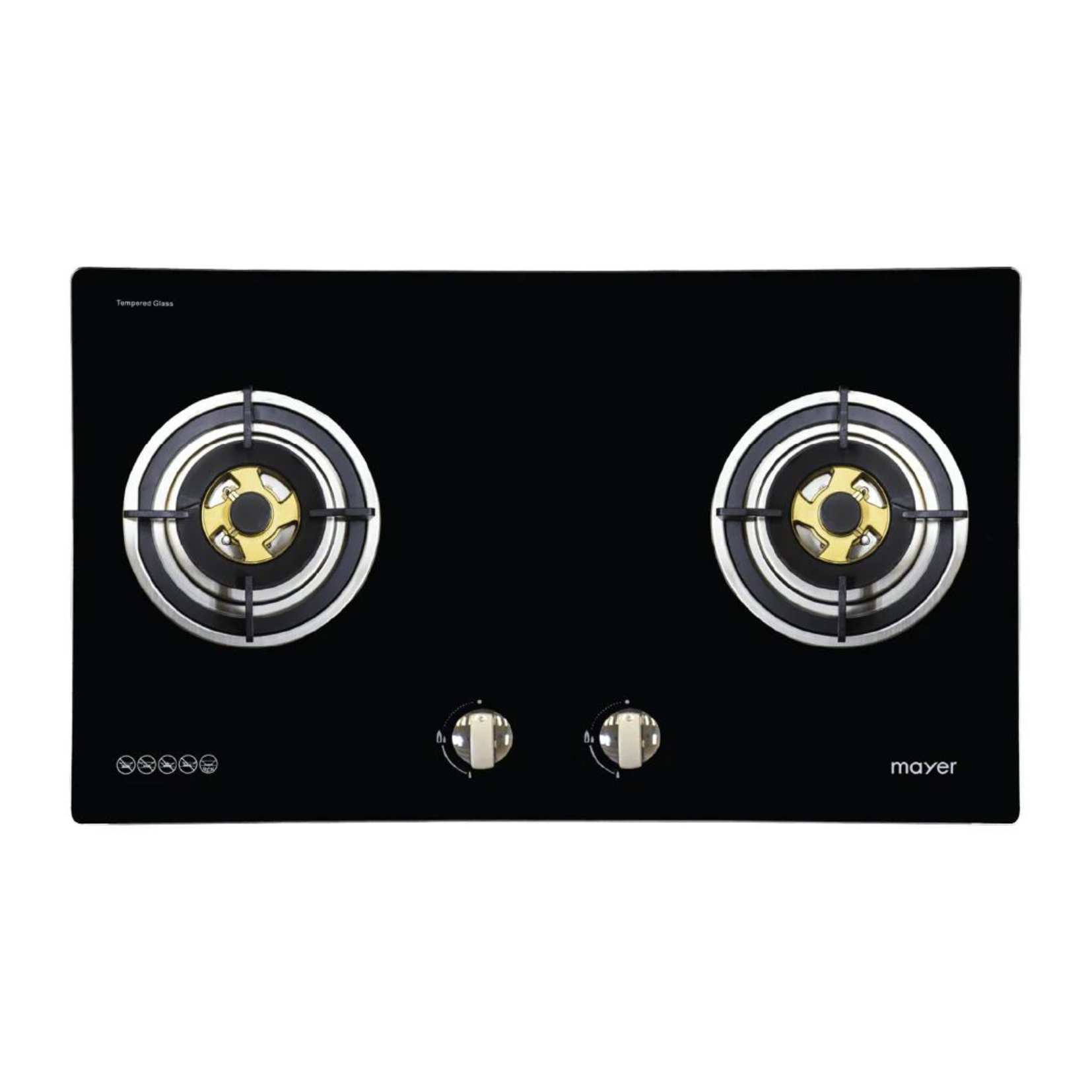 Mayer MMGH772HI - 78cm Tempered Glass Gas Hob 2 Burners