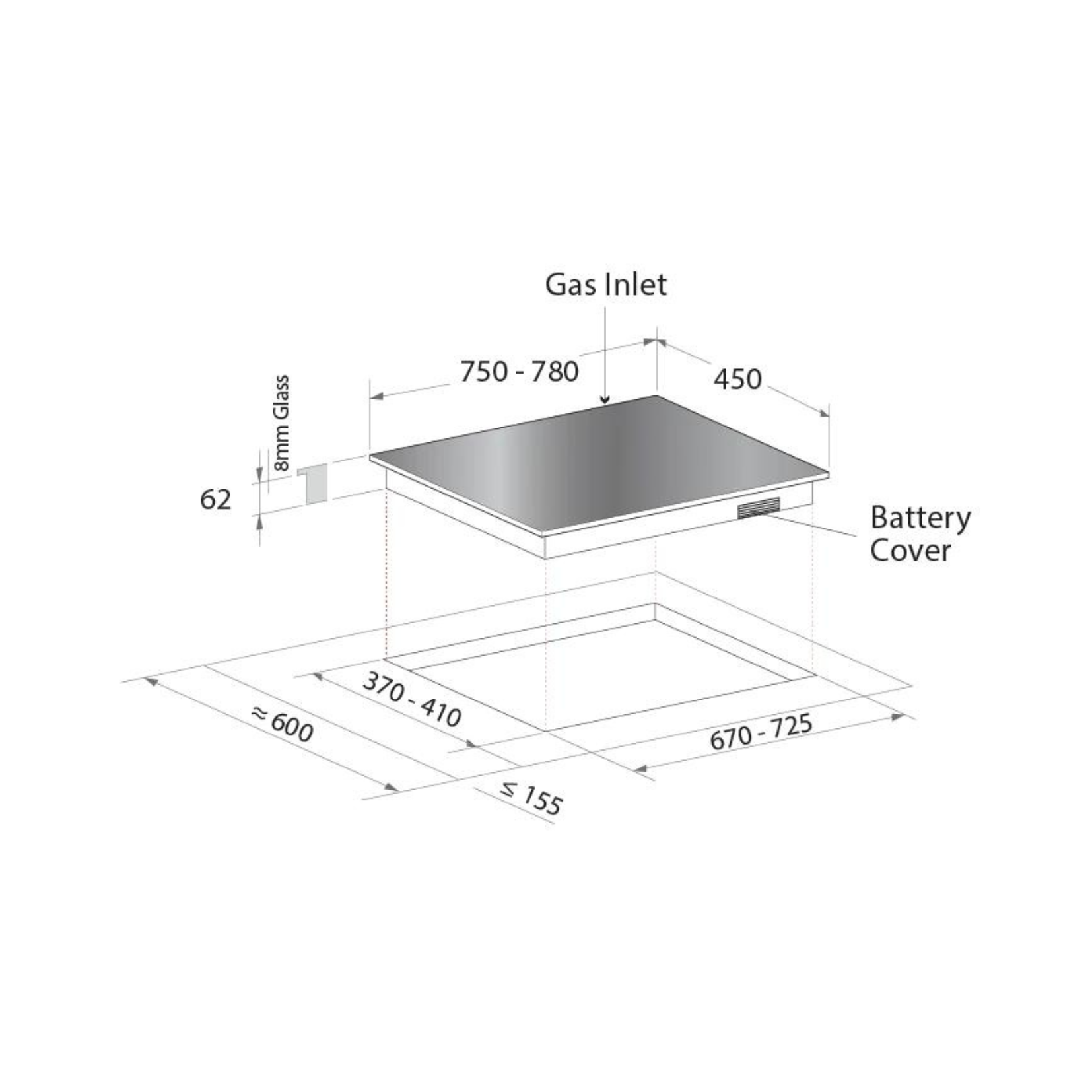 Mayer MMGH772HI - 78cm Gas Hob 2 Burners