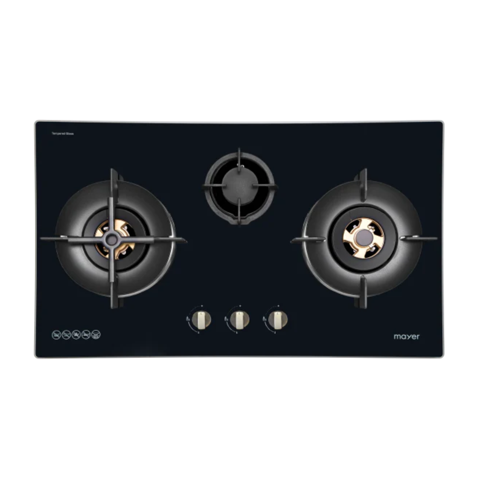 Mayer MMGH7731HI - 78cm Tempered Glass Gas Hob 3 Burners