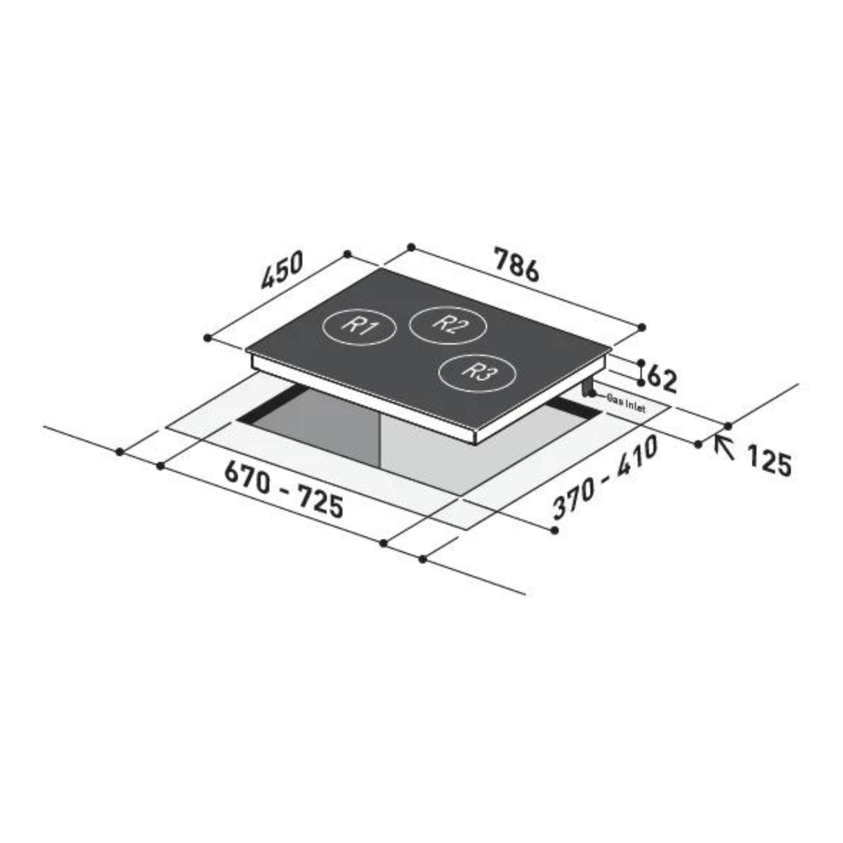 Mayer MMGH7731HI - 76cm Gas Hob 3 Burners