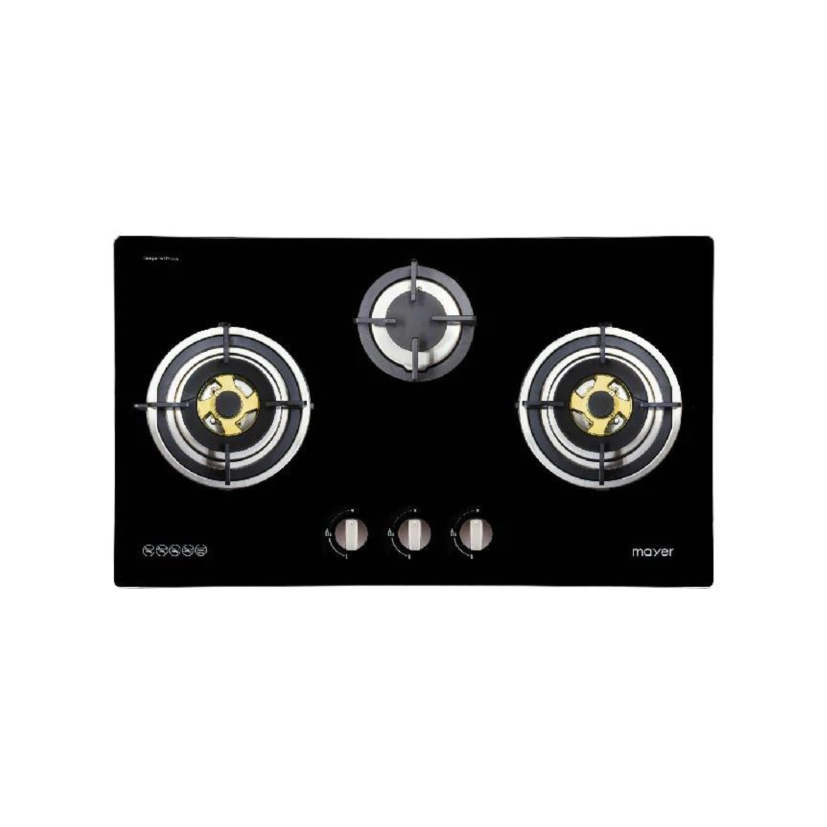 Mayer MMGH773HI - 78cm Tempered Glass Gas Hob 3 Burners