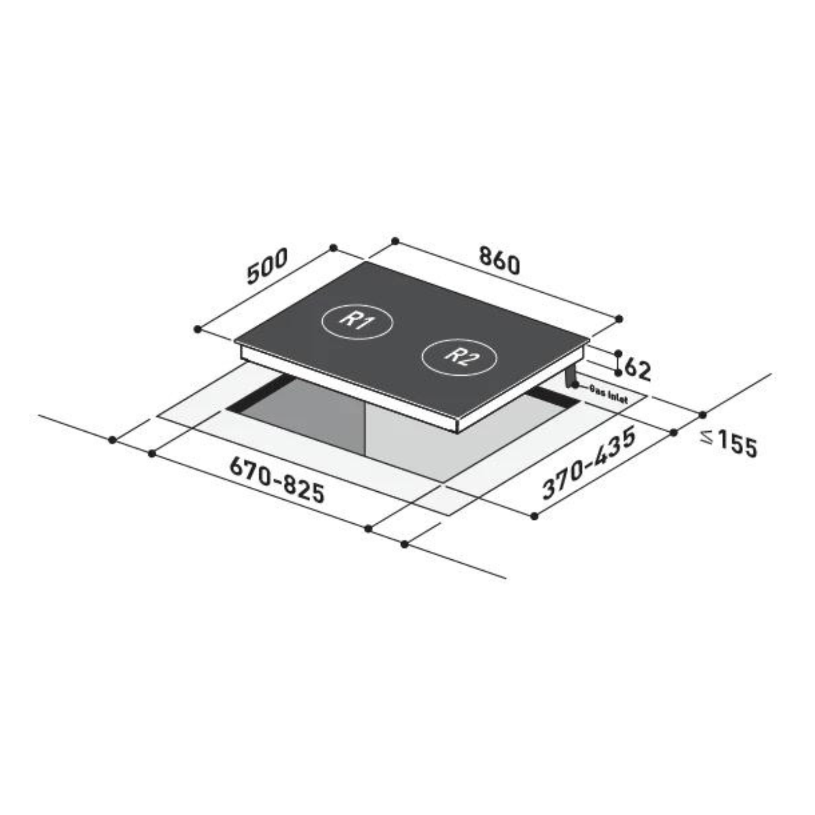 Mayer MMGH8821HI - 86cm Gas Hob 2 Burners