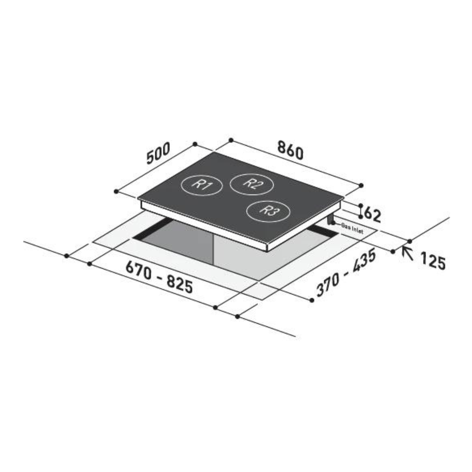 Mayer MMGH8831HI - 86cm Gas Hob 3 Burners