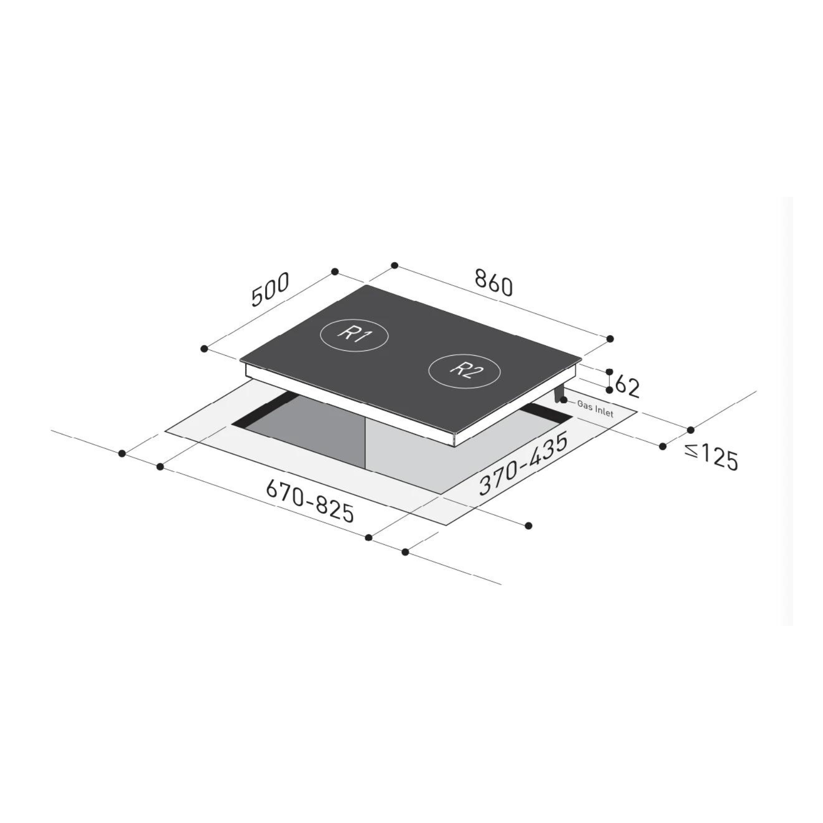 Mayer MMGH892HE - 86cm Gas Hob 2 Burners