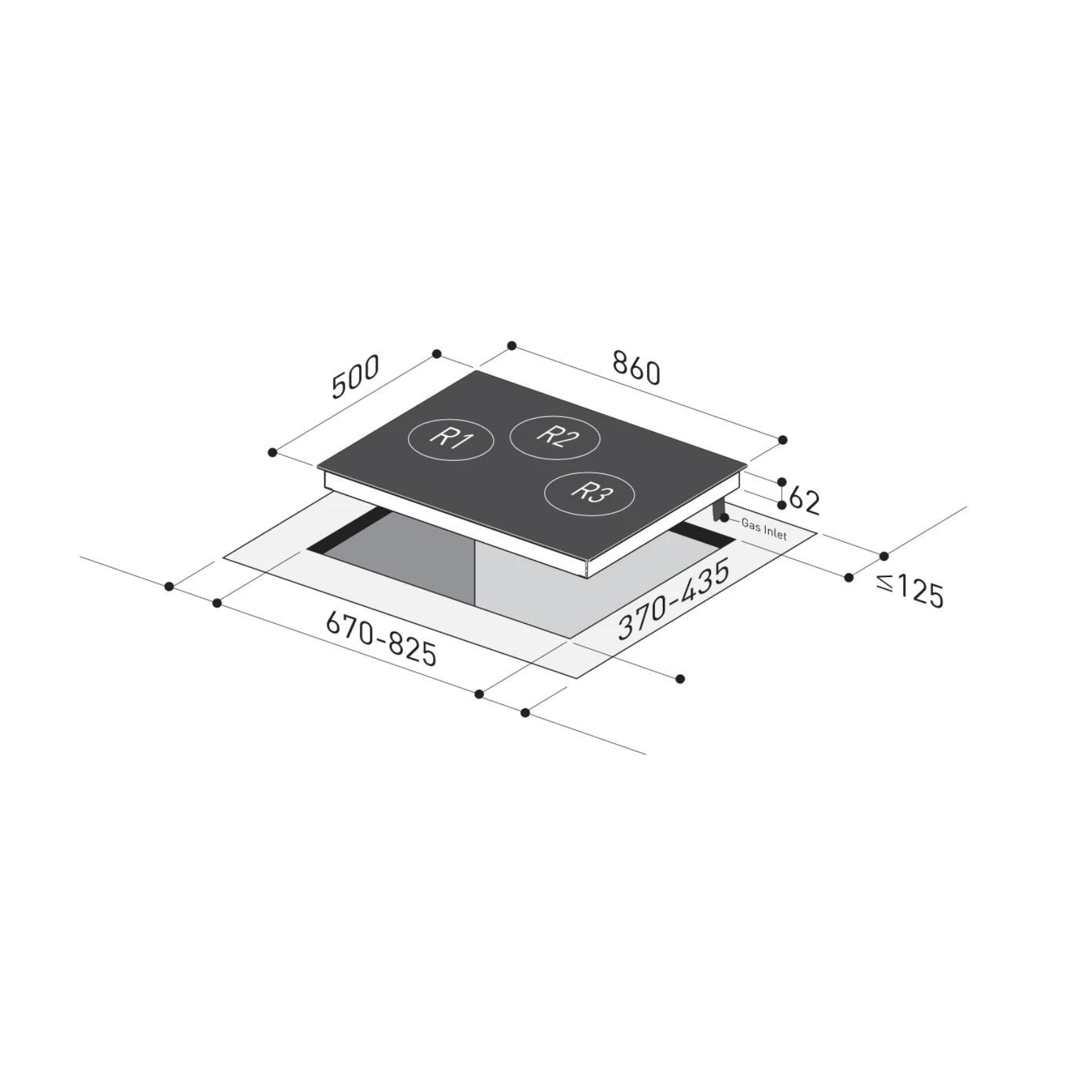 Mayer MMGH893HE - 86cm Gas Hob 3 Burners