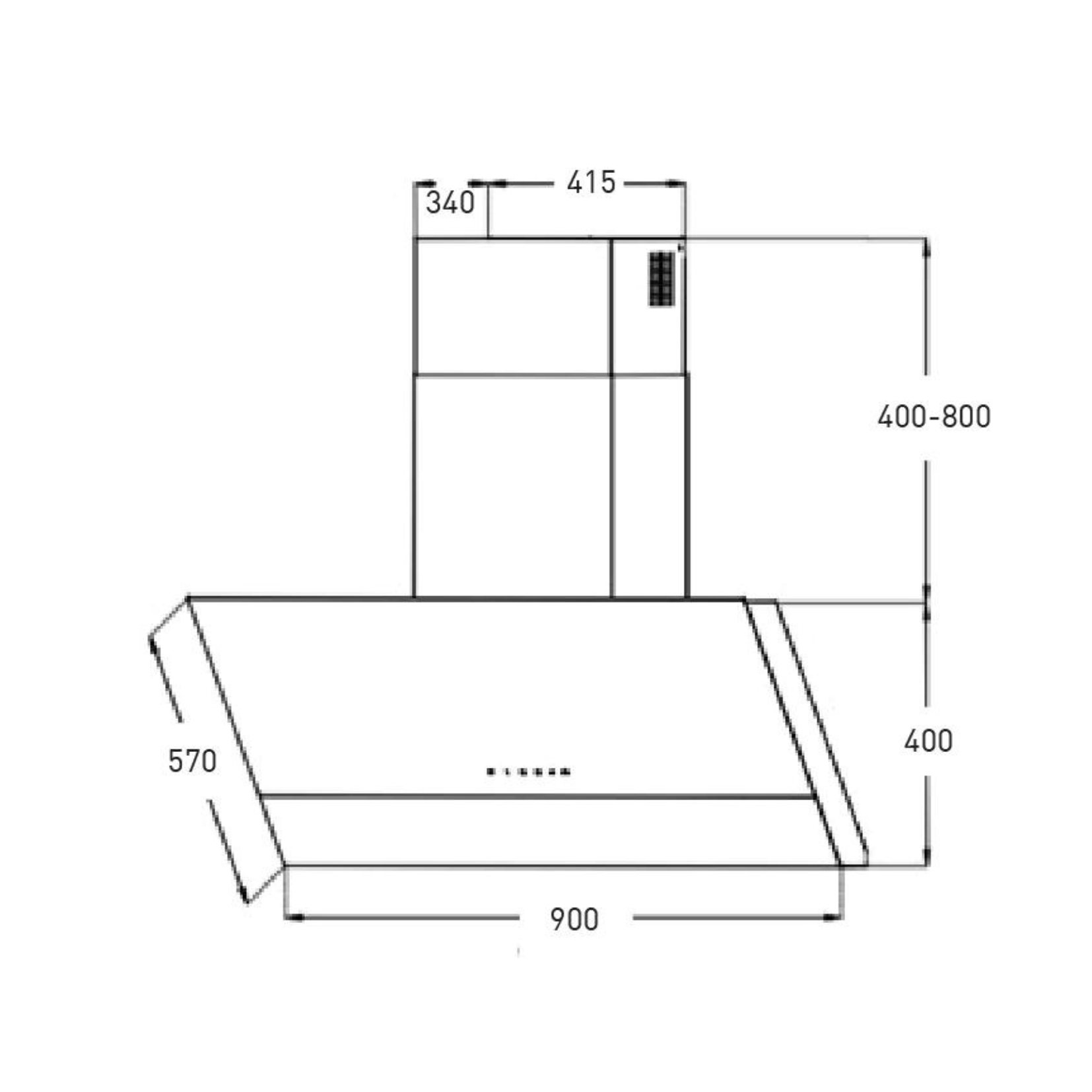 Mayer MMSH8099-L - 90cm Angled Chimney Hood