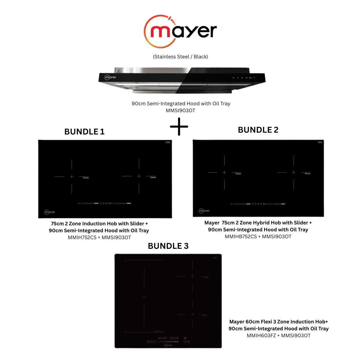 Mayer MMSI903OT - 90cm Semi-integrated Hood + Induction Hob Bundle