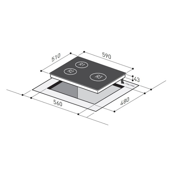 Mayer MMSS633 - 60cm Stainless Steel Hob 3 Burners