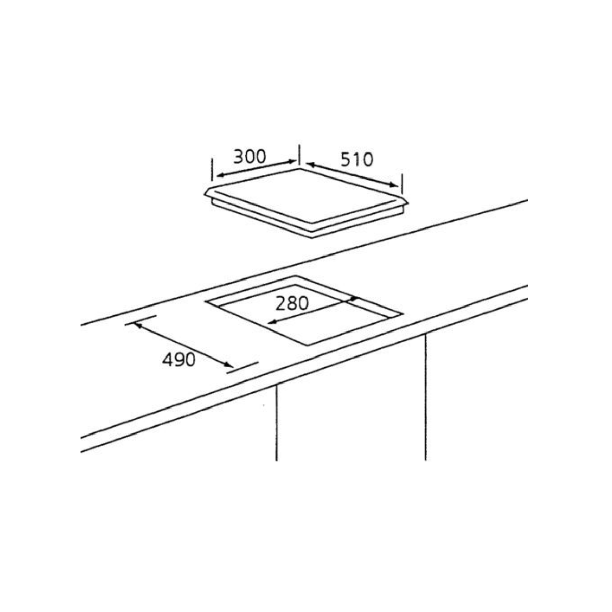 Tecno TA311TRSV - 30cm Tempered Glass Gas Hob 1 Burner