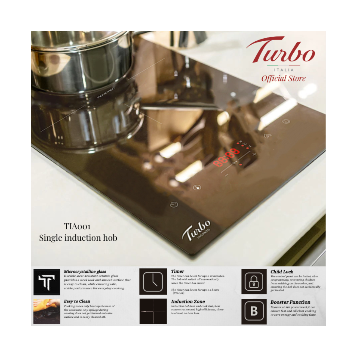 Turbo TIA001 - 30cm Induction Hob 1 Zone