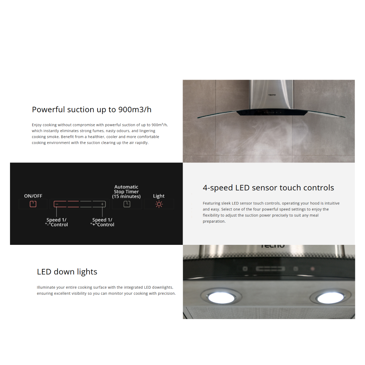 Tecno KA 9688 - 90cm Chimney Hood