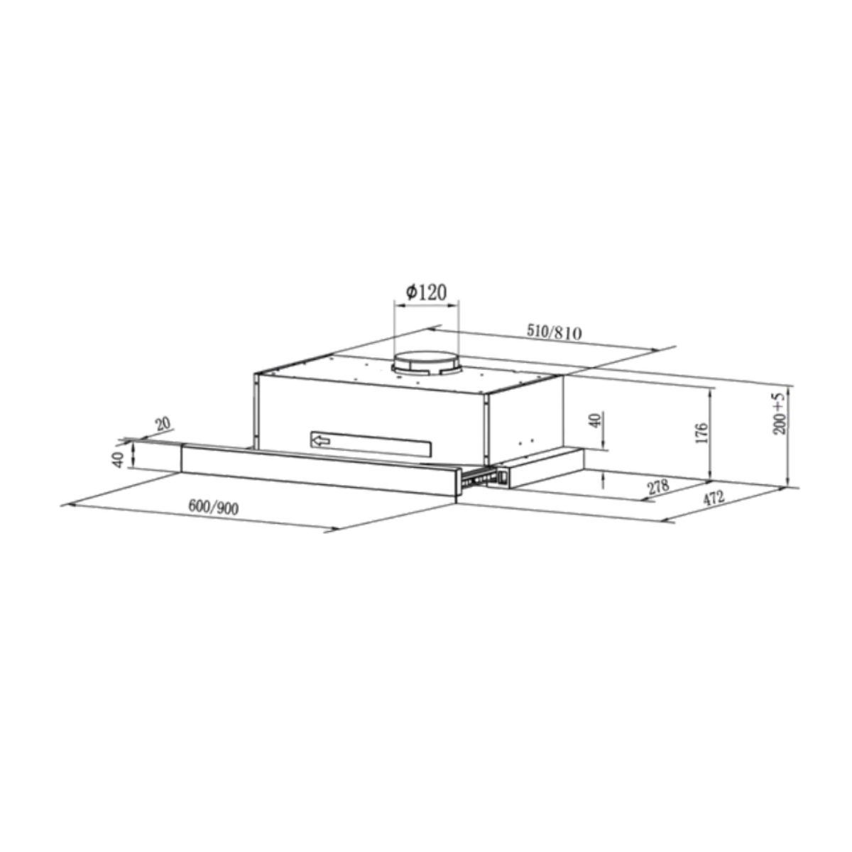 EF TF5294/90L - 90cm Telescopic Hood