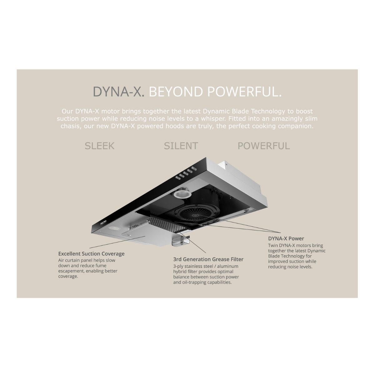 Tecno TCH 929DP-V2 BK - 90cm Slimline Hood