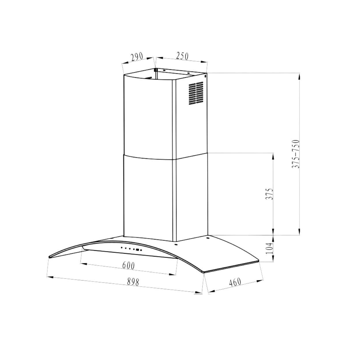 Rinnai RH-C209-GCR - 90cm Chimney Hood