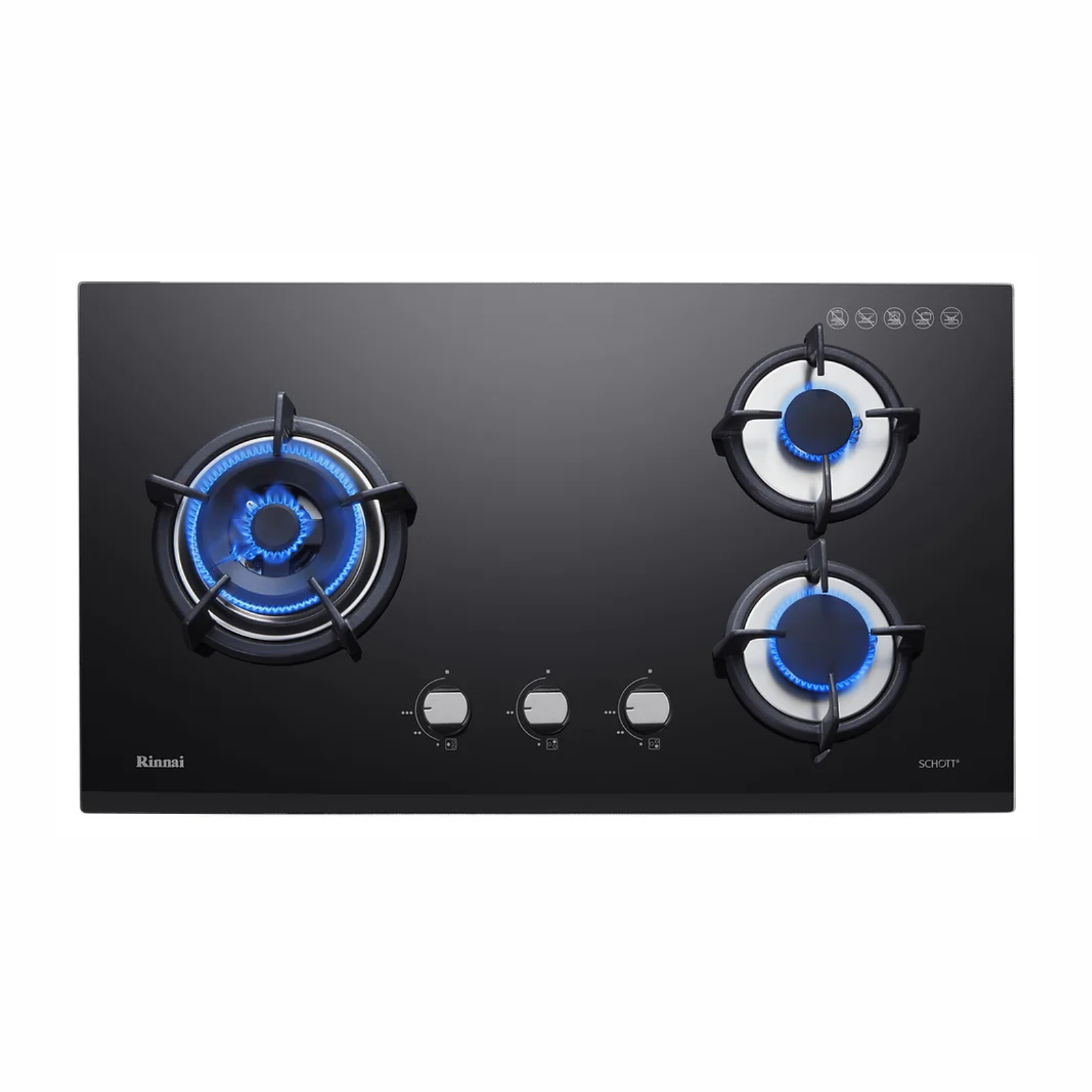 Rinnai RB-73TG - 77cm 3 Burner Built-In Hob Glass Top Plate