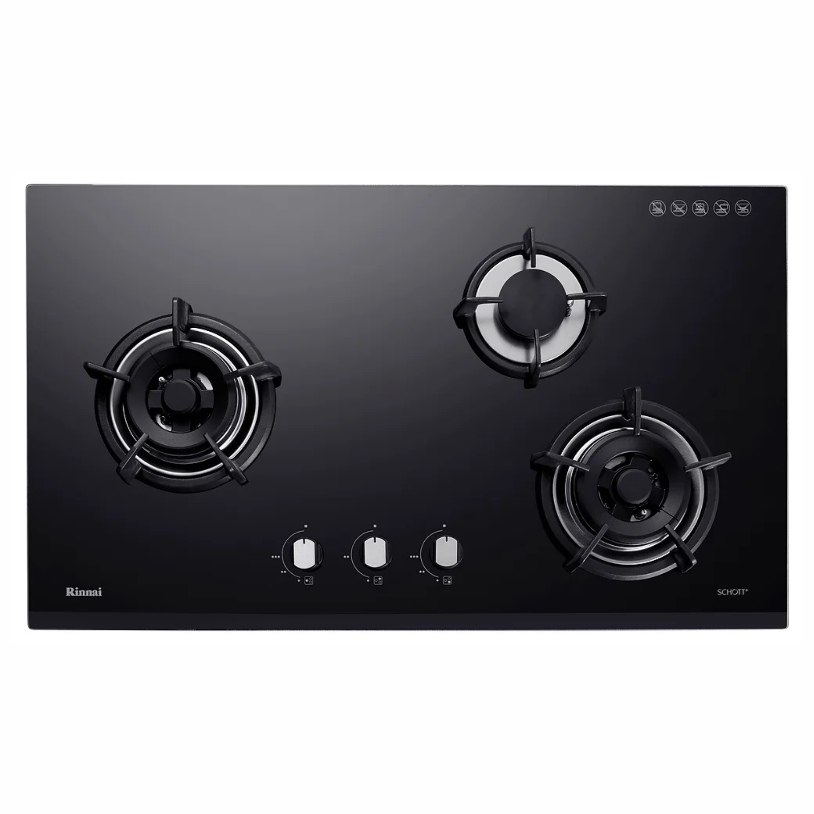 Rinnai RB-93UG - 88cm 3 Burner Built-In Hob Glass Top Plate