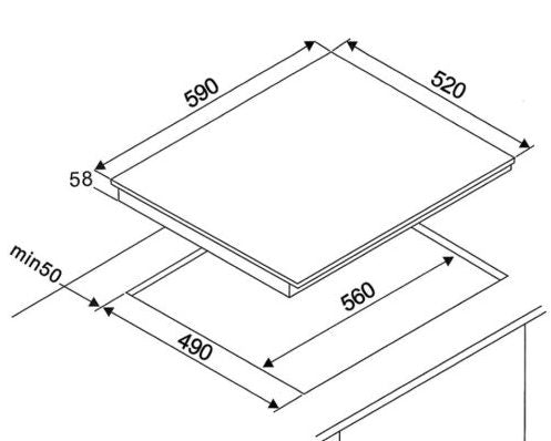 Tecno TA 600VC - 60cm Vitro-Ceramic Hob 4 Burners