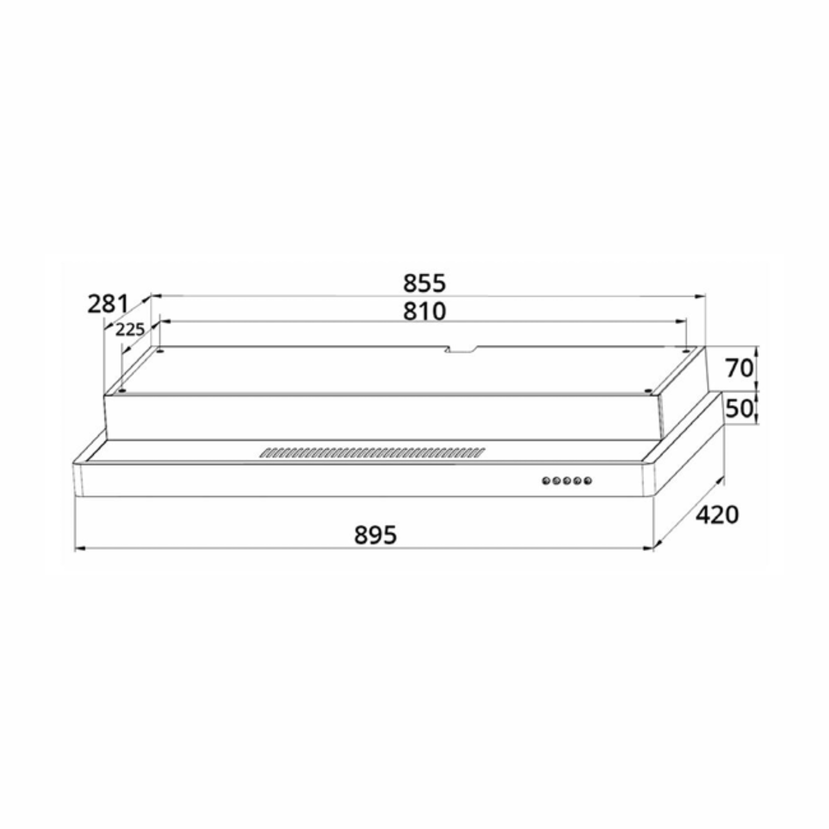 Tecno TH-9779-3MR SS/BK- 90cm Slimline Hood