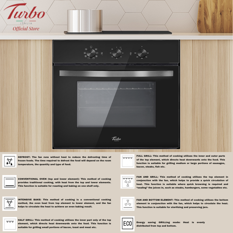 Turbo TO65 - 65L 8 Functions Built-In Oven