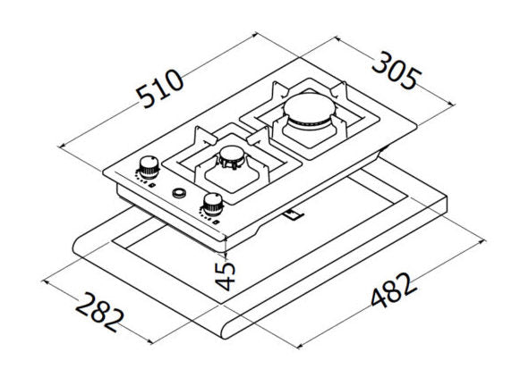 Tecno TZ 381TRSV - 30cm Stainless Steel Hob 1 Burners