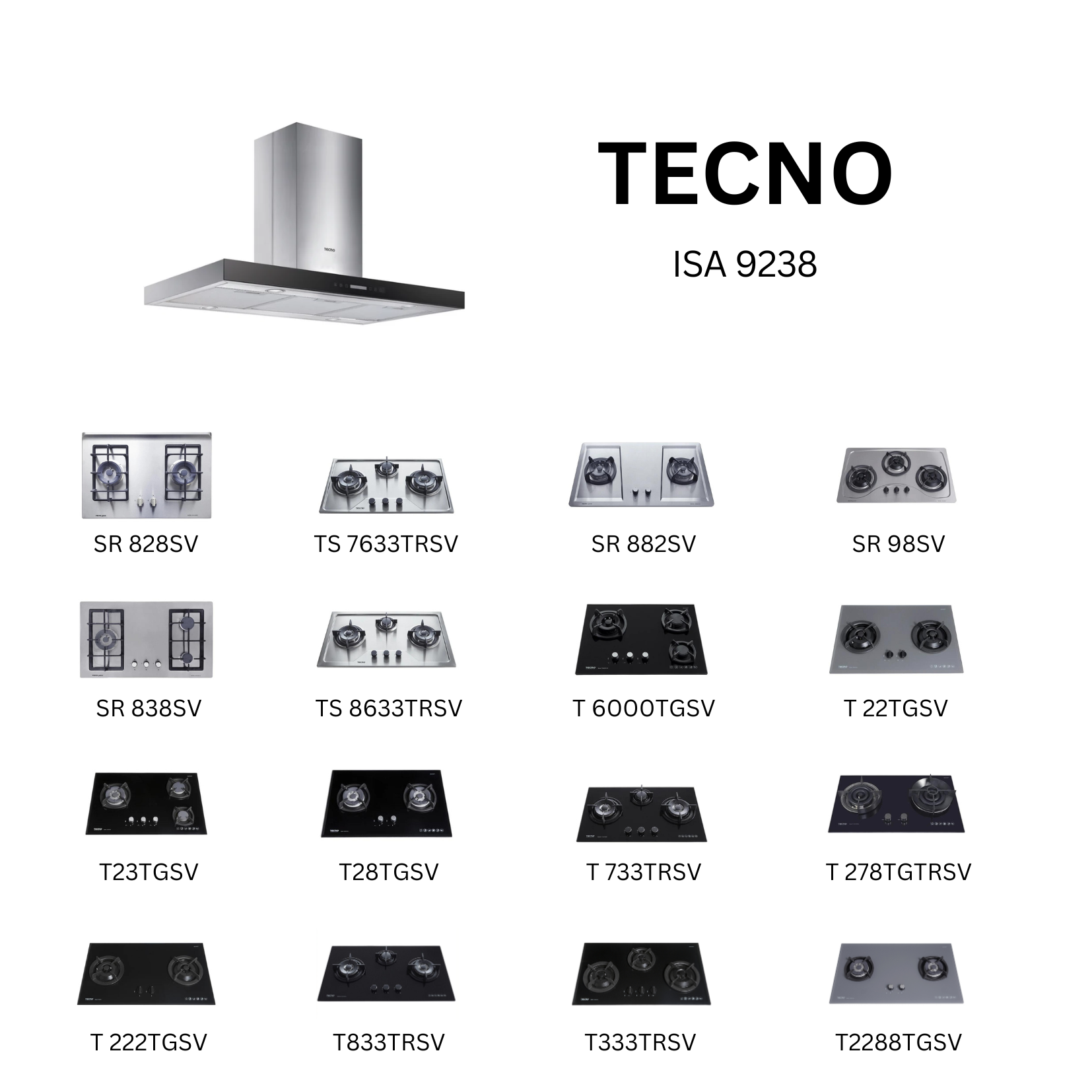 Tecno ISA 9238 - 90cm Black Island Hood + Hob Bundle 2