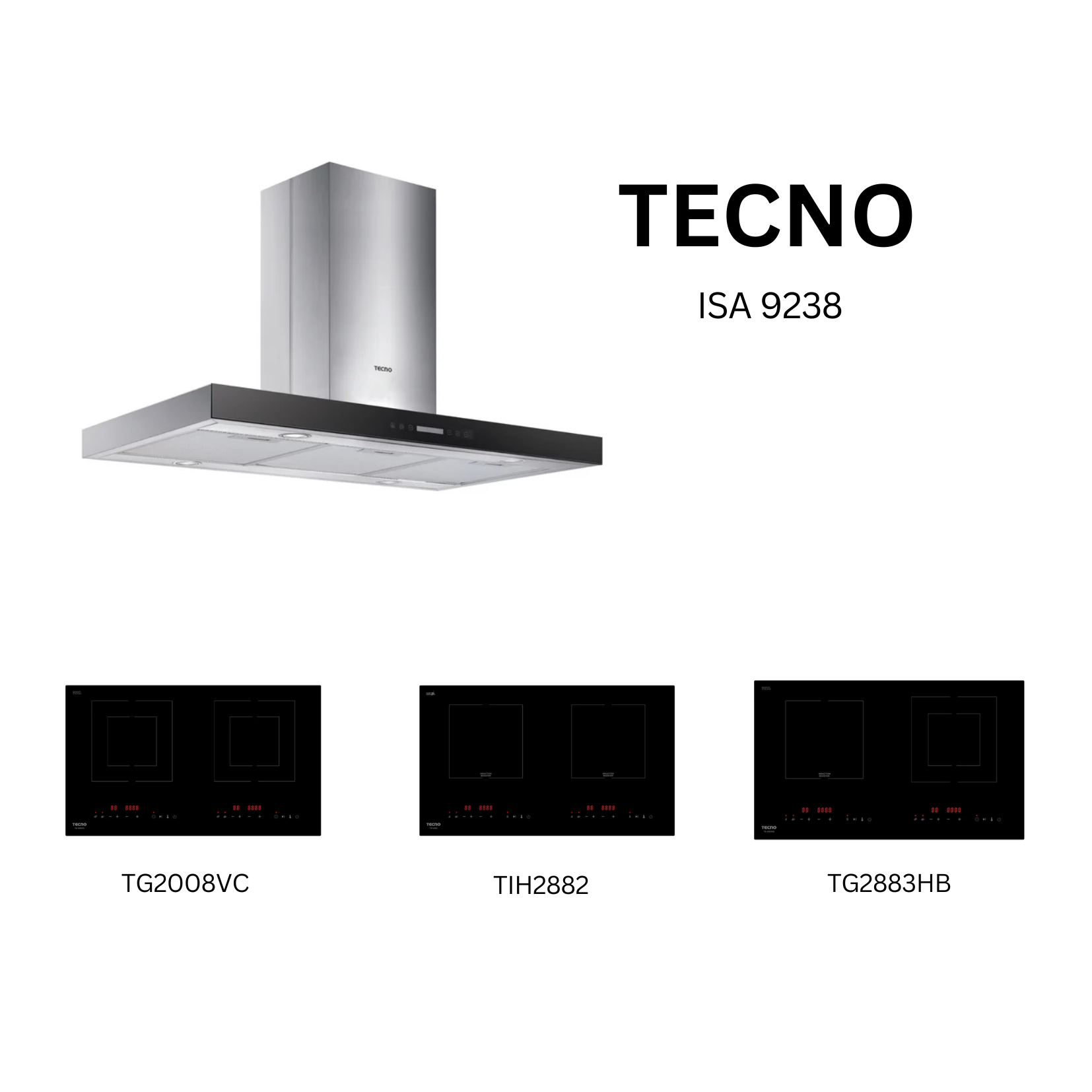 Tecno ISA 9238 - 90cm Black Island Hood + Hob Bundle 4