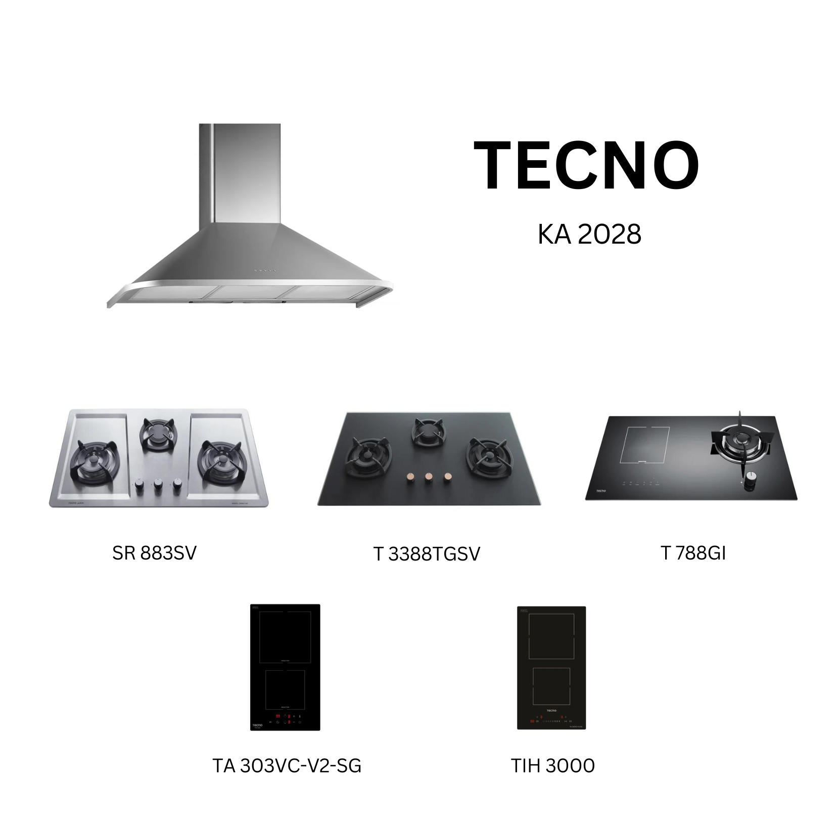 Tecno KA 2028 - 90cm Stainless Steel Chimney Hood + Hob Bundle 3