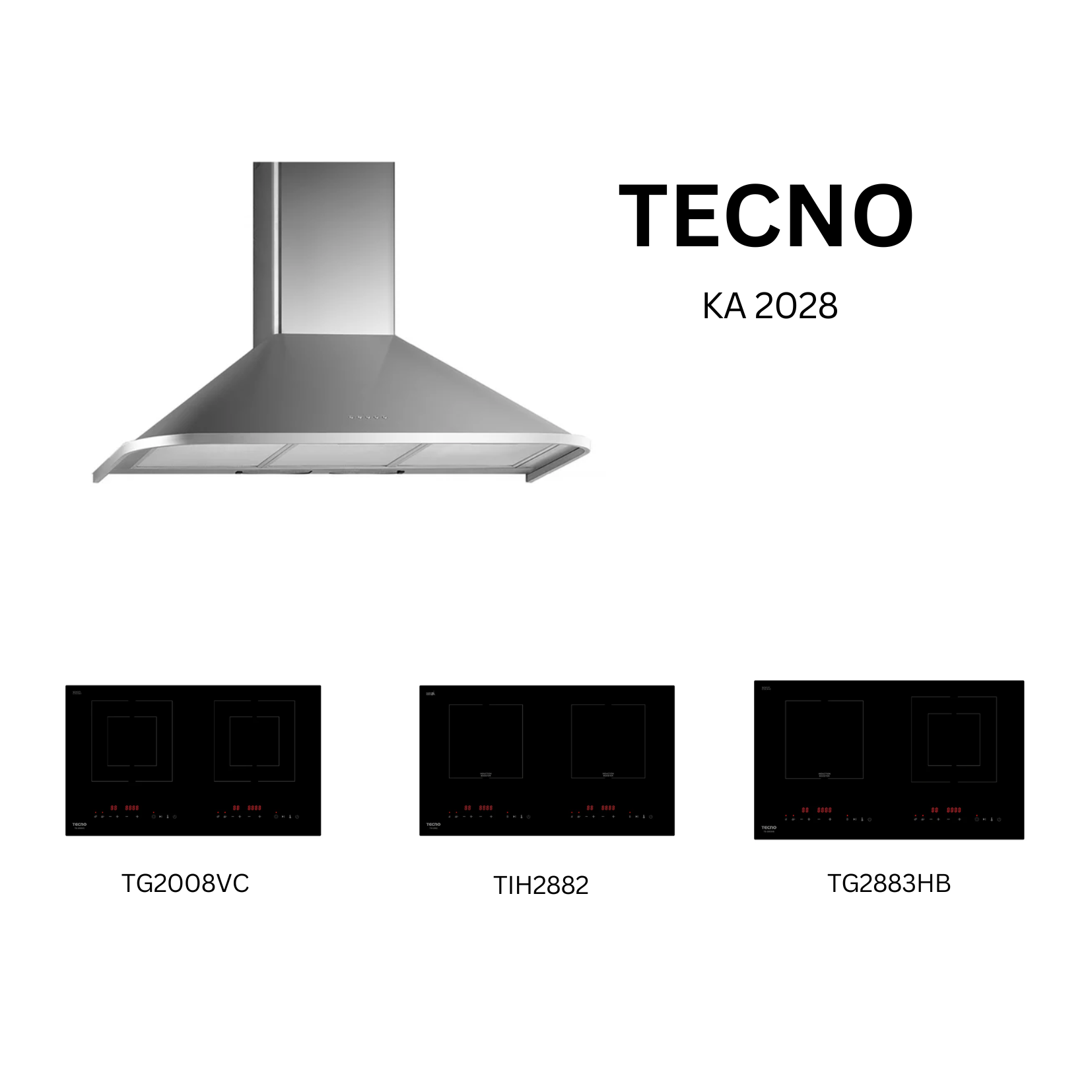 Tecno KA 2028 - 90cm Stainless Steel Chimney Hood + Hob Bundle 4