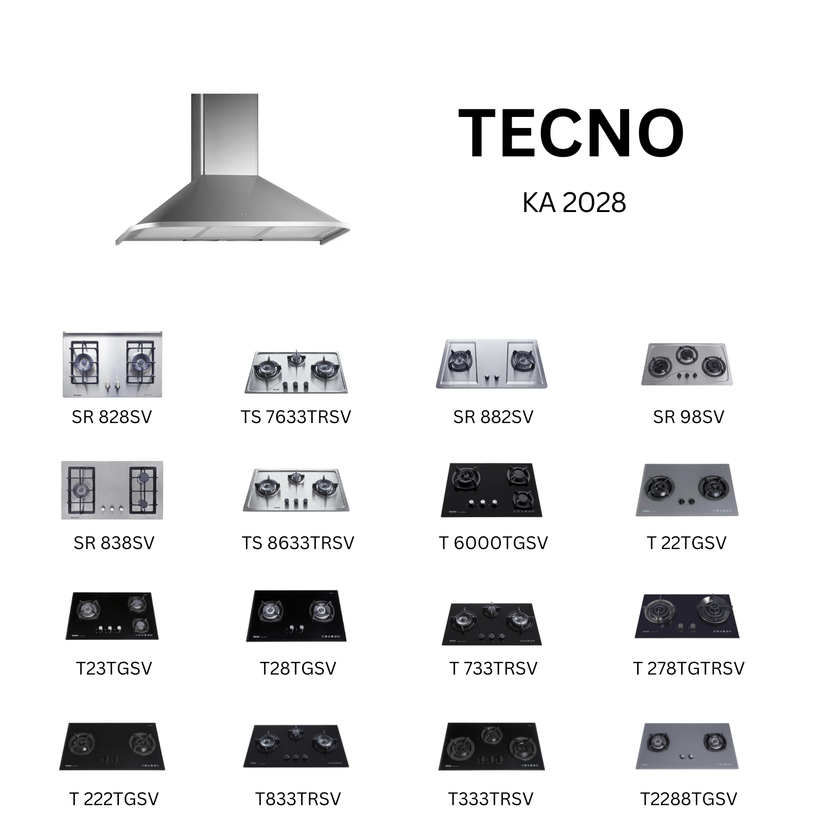 Tecno KA 2028 - 90cm Stainless Steel Chimney Hood + Hob Bundle 2