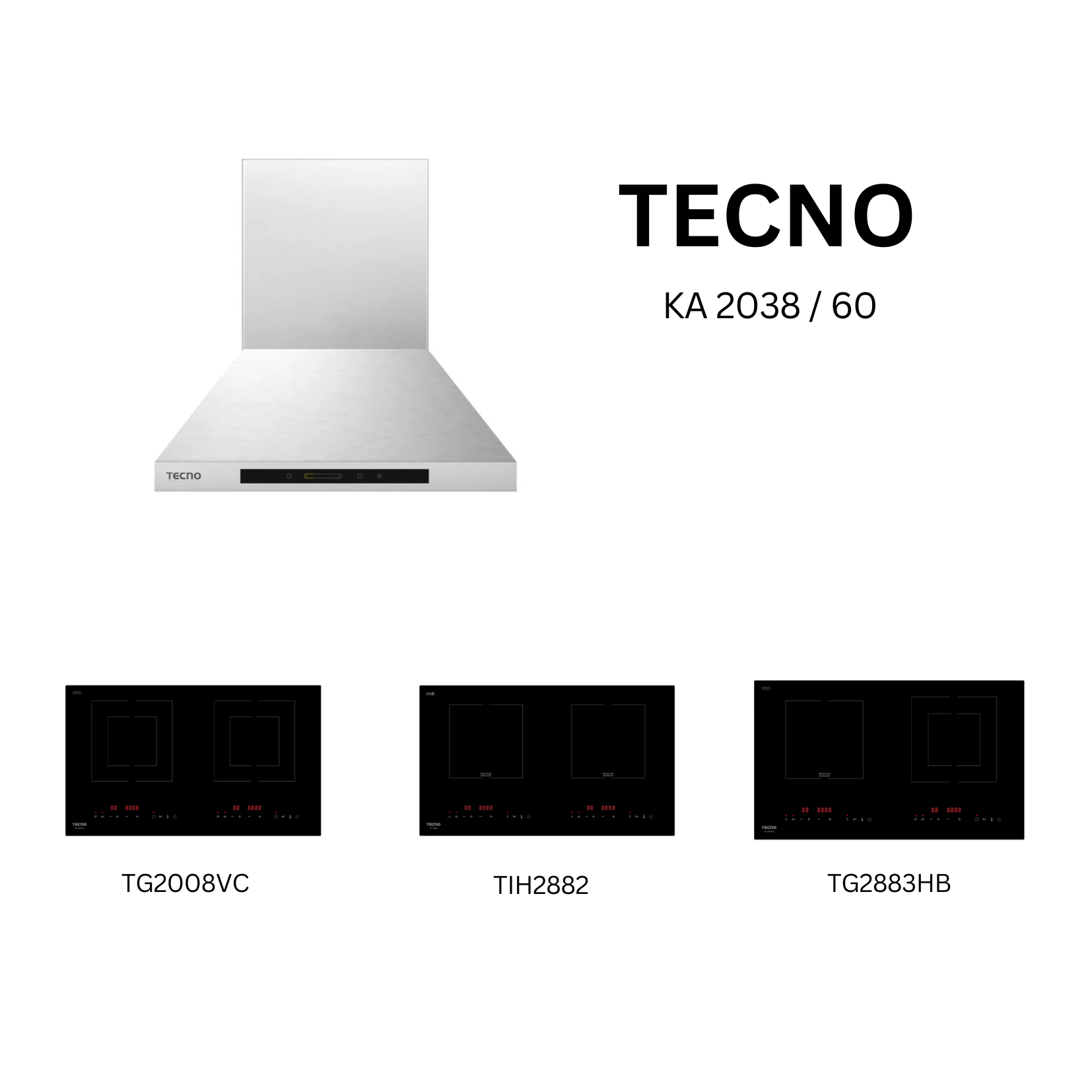 Tecno KA 2038 /60 - 60cm Stainless Steel Chimney Hood + Hob Bundle 4