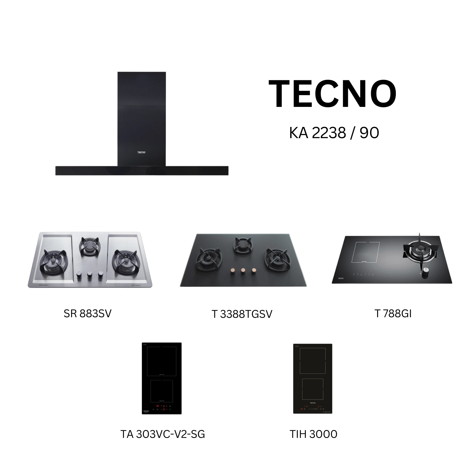 Tecno KA 2238 /90 - 90cm Stainless Steel Chimney Hood + Hob Bundle 3