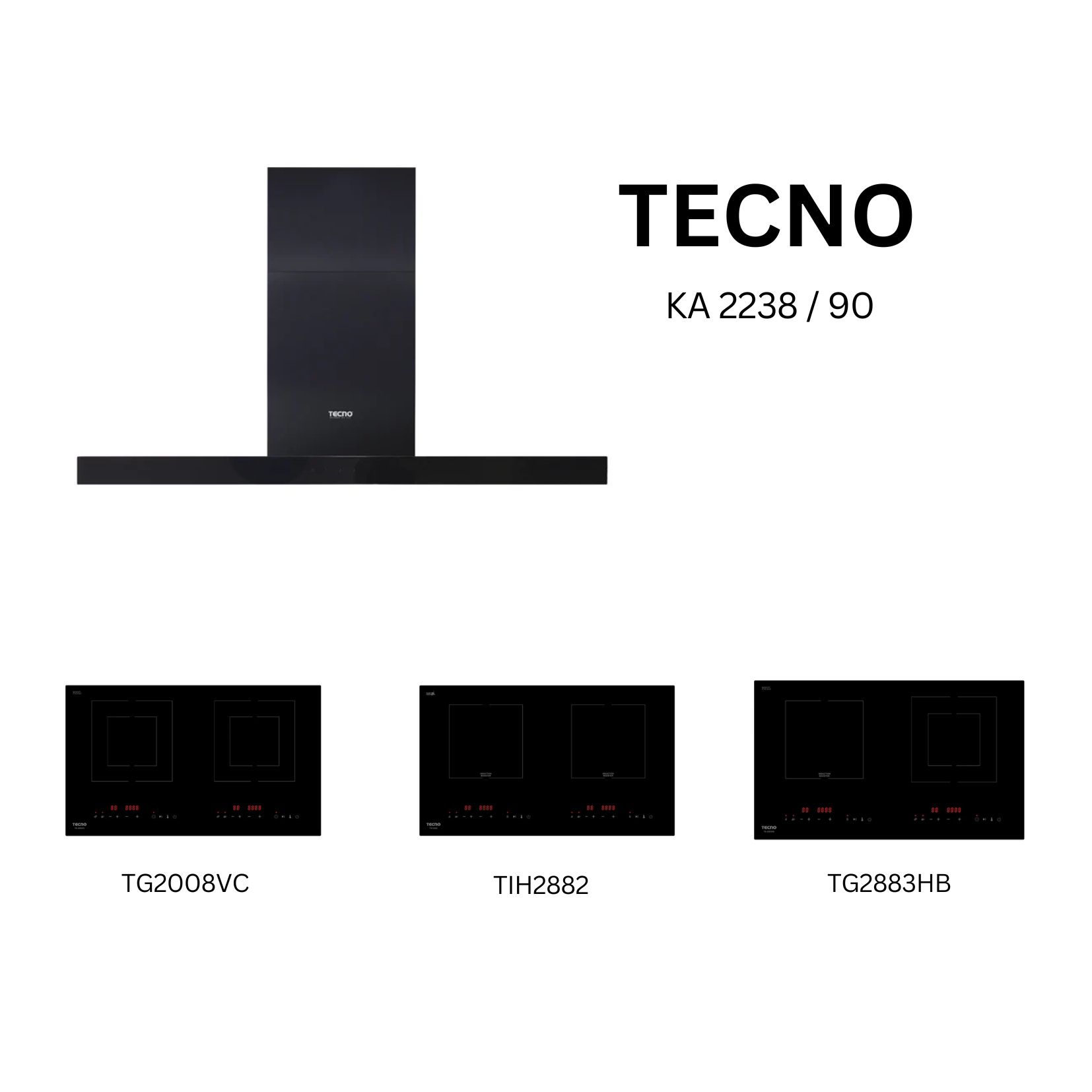 Tecno KA 2238 /90 - 90cm Stainless Steel Chimney Hood + Hob Bundle 4