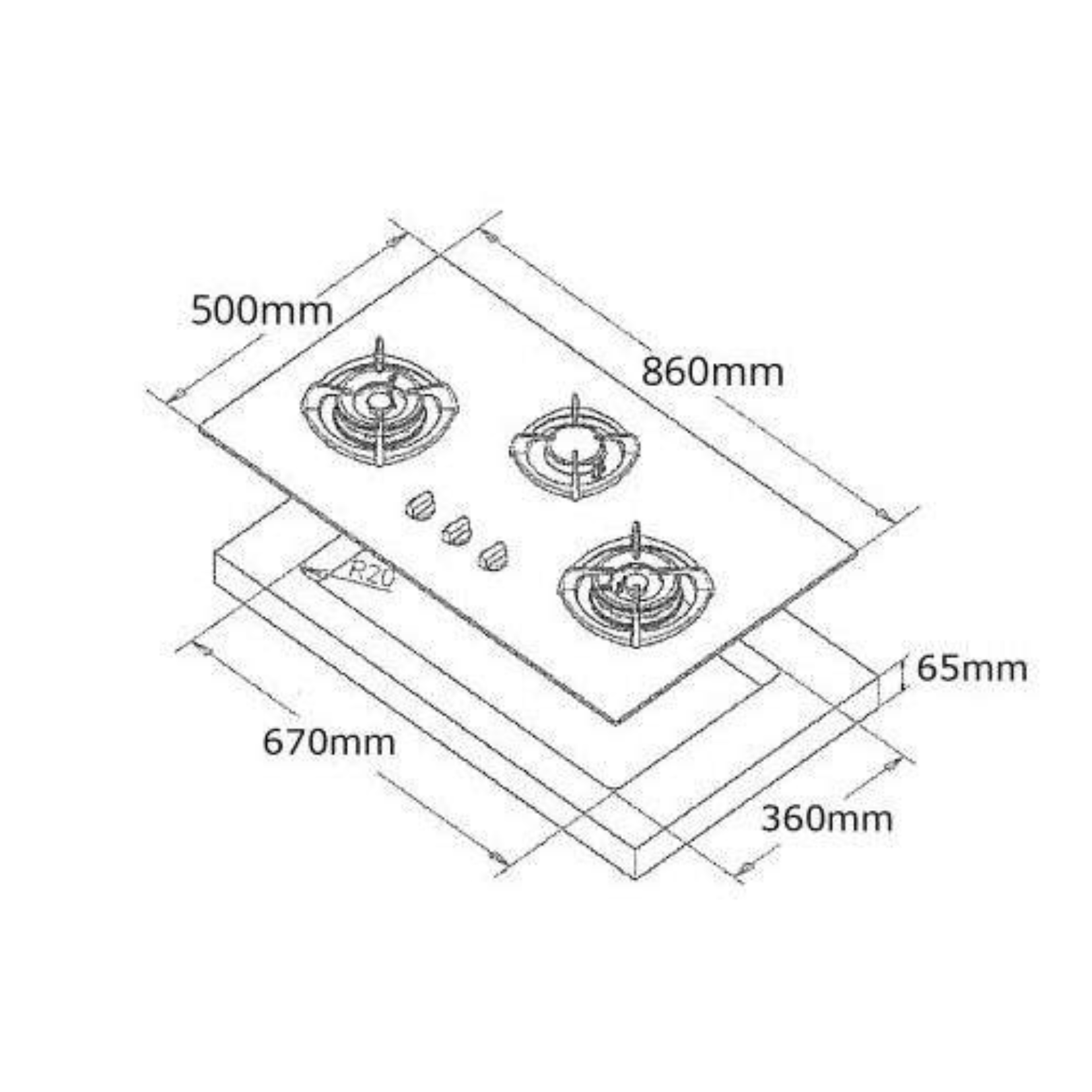 Tecno SR 882SV - 90cm Stainless Steel Hob 2 Burners