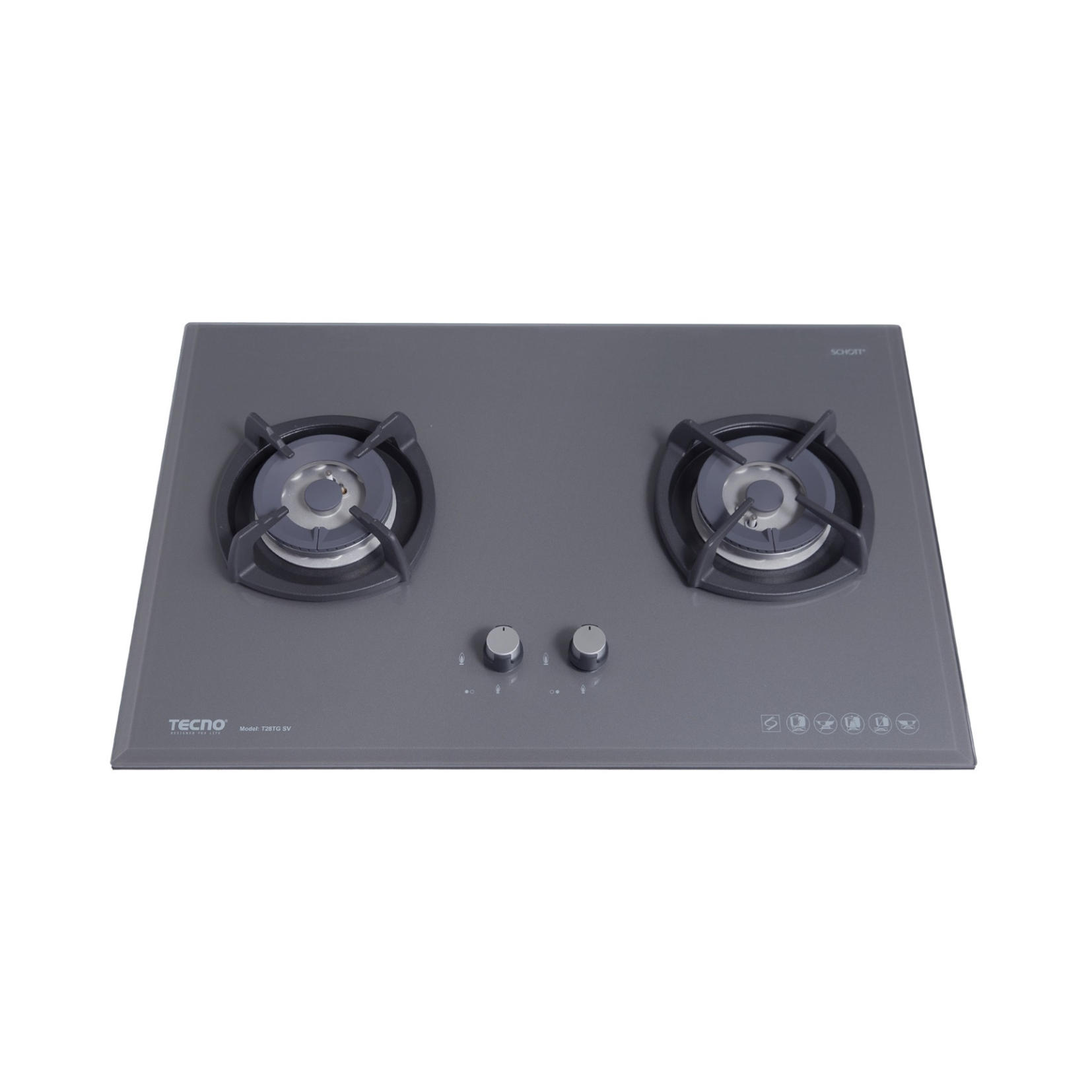 Tecno T2288TGSV - 90cm Glass Hob 2 Burners