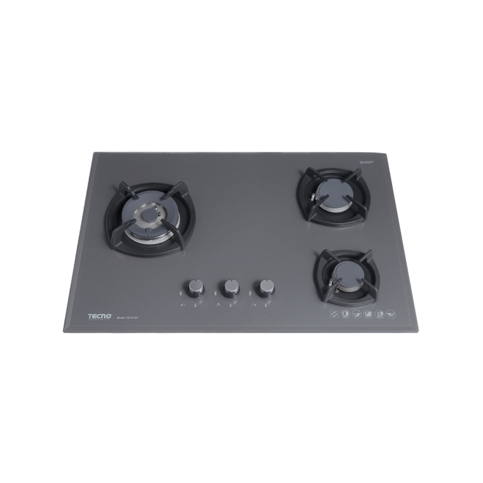 Tecno T23TGSV - 75cm Glass Hob 3 Burners