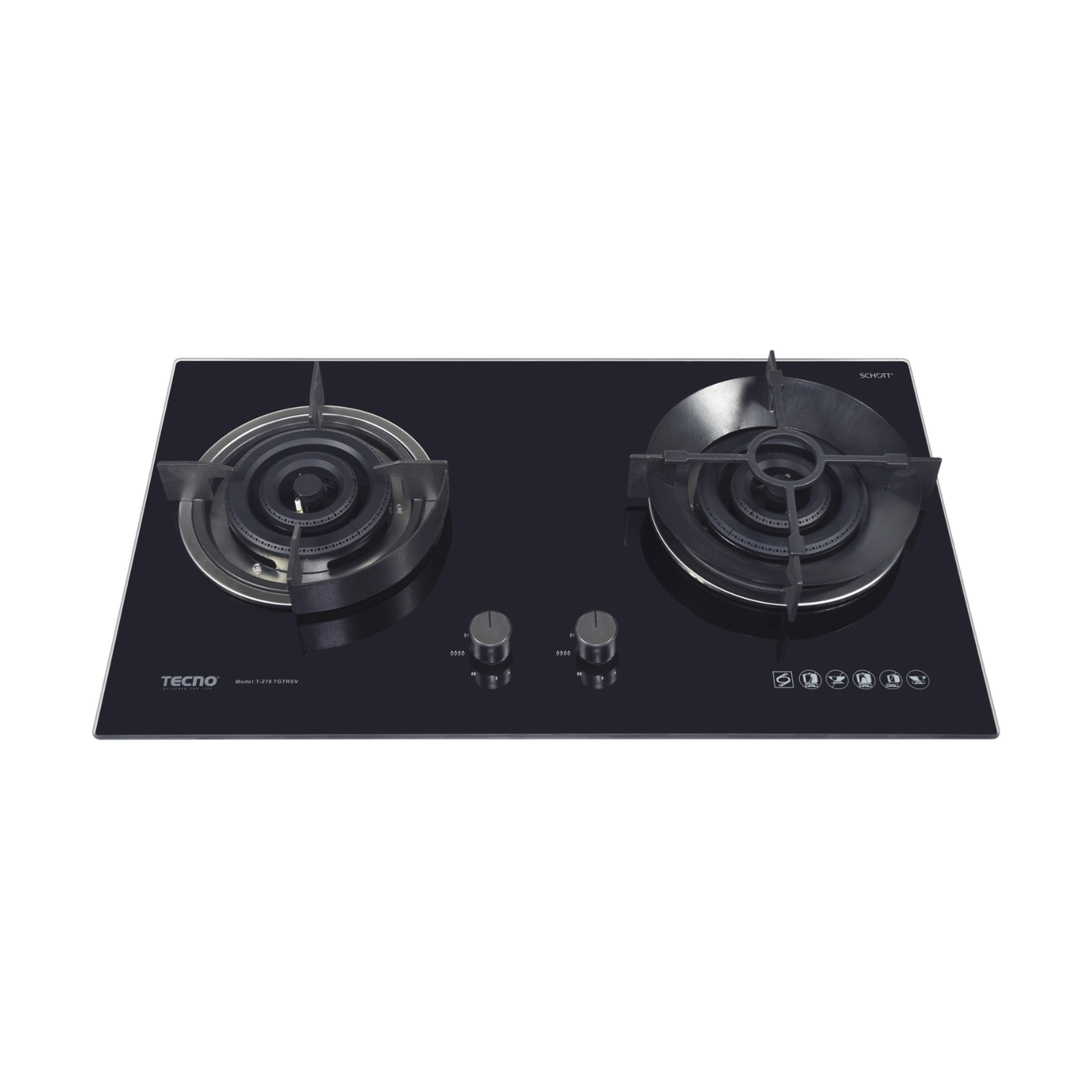 Tecno T 278TGTRSV - 78cm Glass Hob 2 Burners