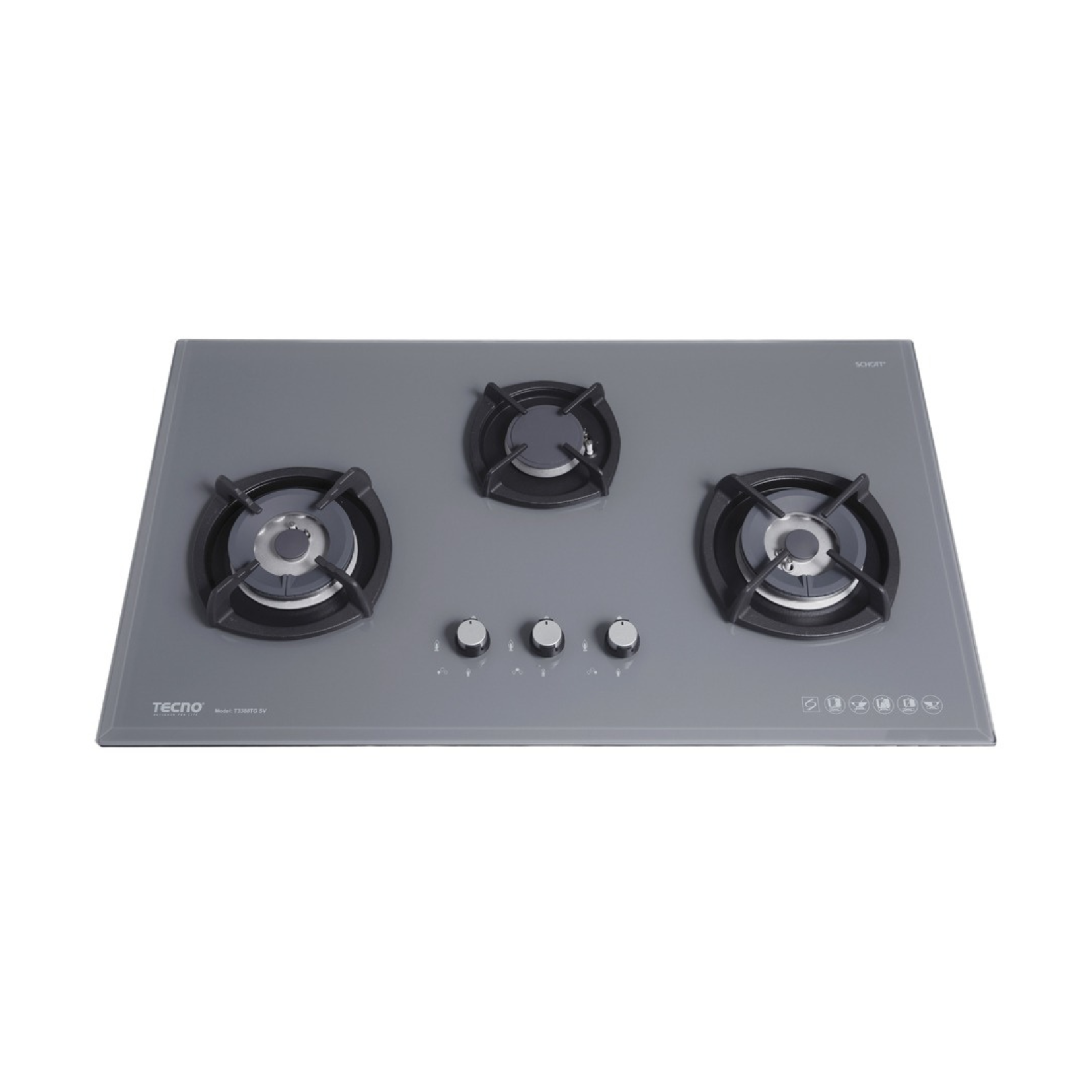 Tecno T3388TGSV - 90cm Glass Hob 3 Burners