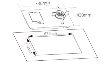 Tecno T 788GI - 73cm Gas-Induction Hybrid glass Hob 2 Burners